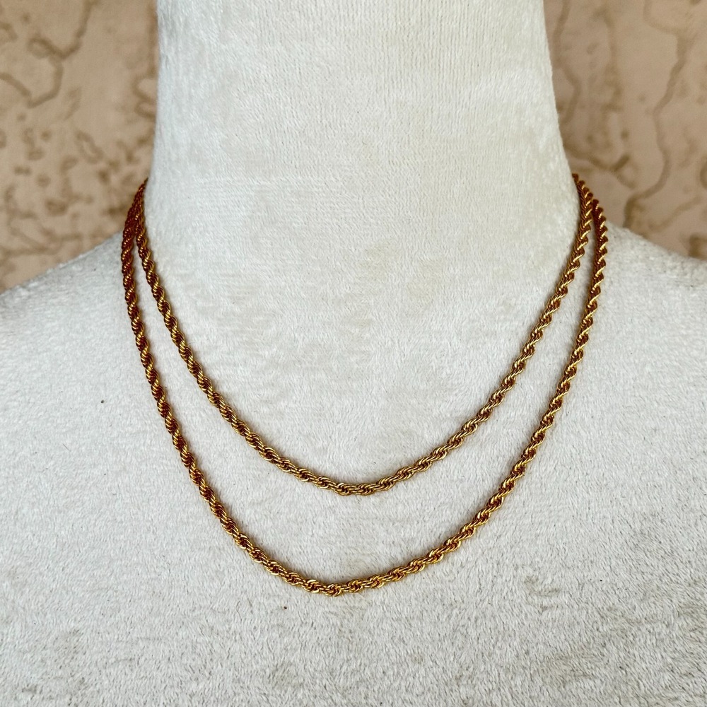 Signed KJL Gold Tone 34" Thick Heavy Rope Chain Necklace Beautiful Excellent!